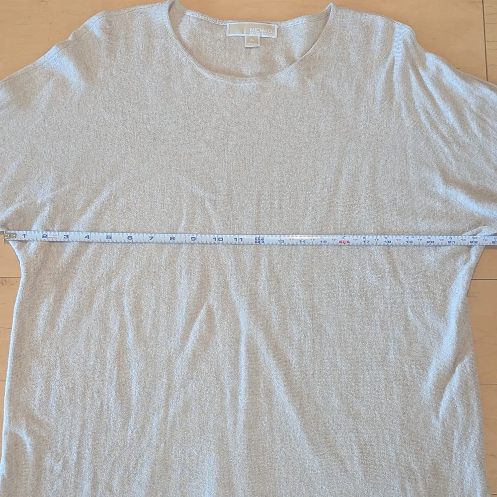 Michael Kors Cream Tunic Sweater XL Longline Oversized Cozy Knit